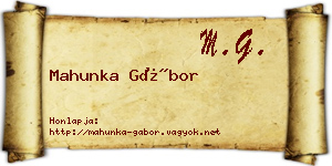 Mahunka Gábor névjegykártya